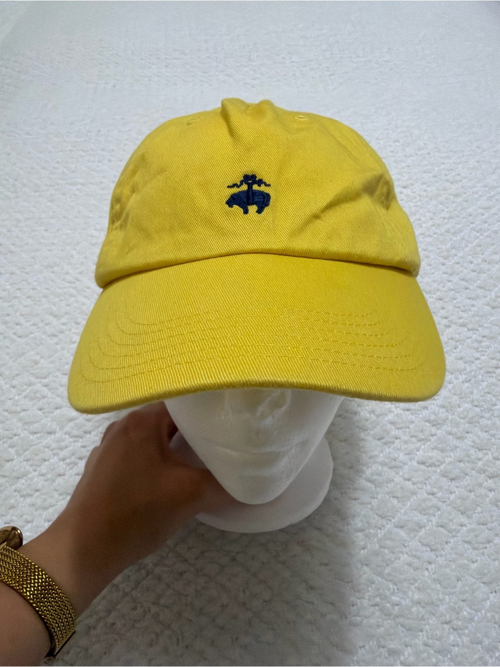 Rare Brook Brothers Logo Yellow Hat Cap 100% Cotton L/XL Adjustable